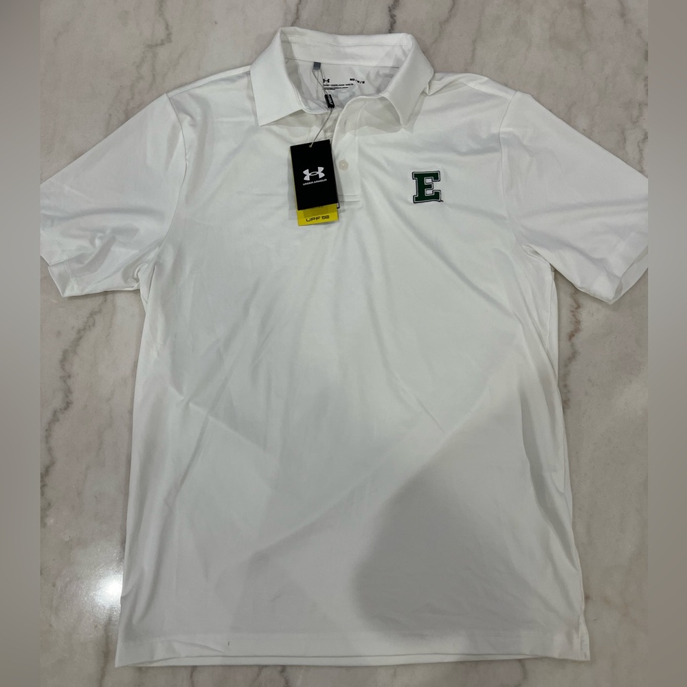 Under Armour Men's Eastern Michigan Loose Fit White Polo - Medium